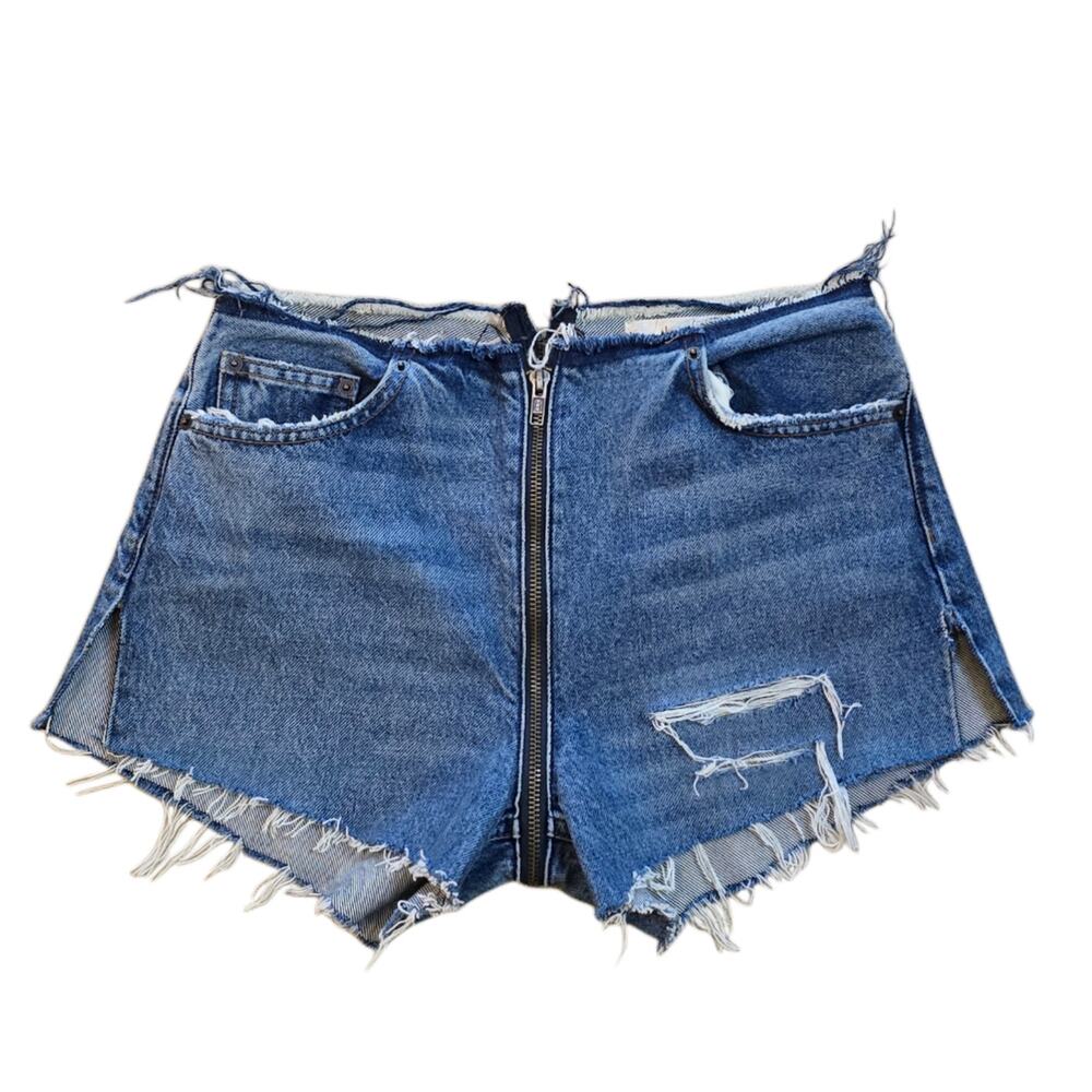 Reformation Zipper Jean Celtic Raw Edge Cut Off Shorts Zip Front To Back Size 27
